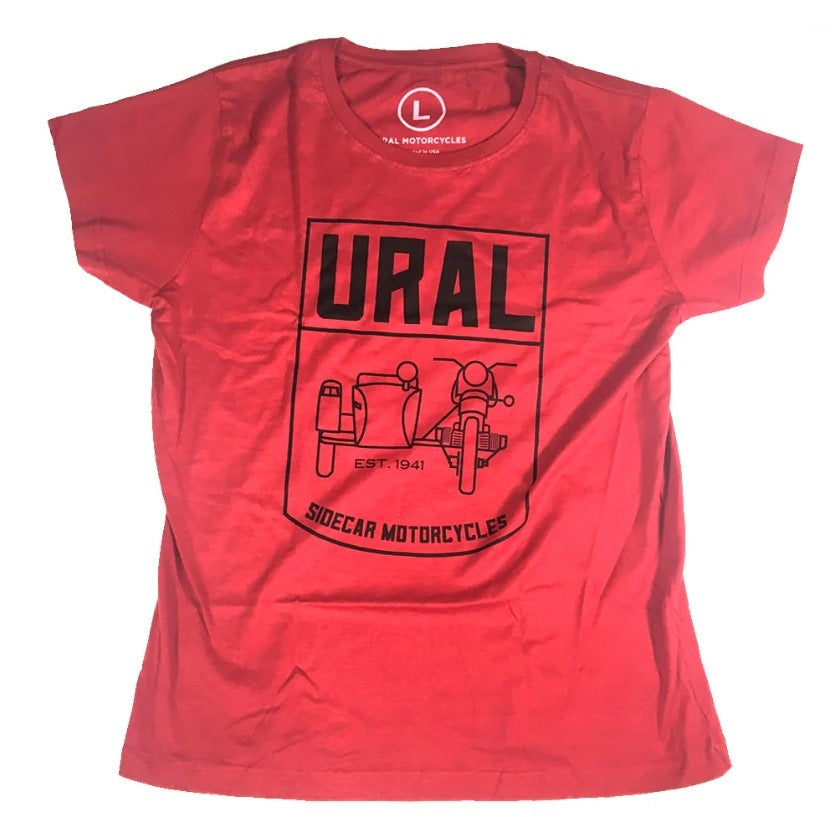 T-SHIRT LADIES SIDECAR BADGE RED