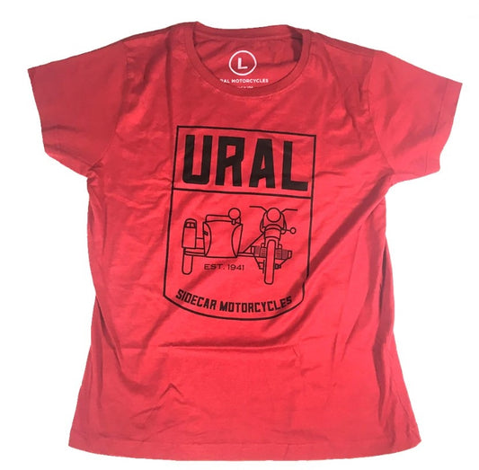 T-SHIRT LADIES SIDECAR BADGE RED